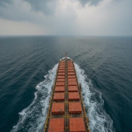 Capesize bulk carrier fully loaded, aerial view