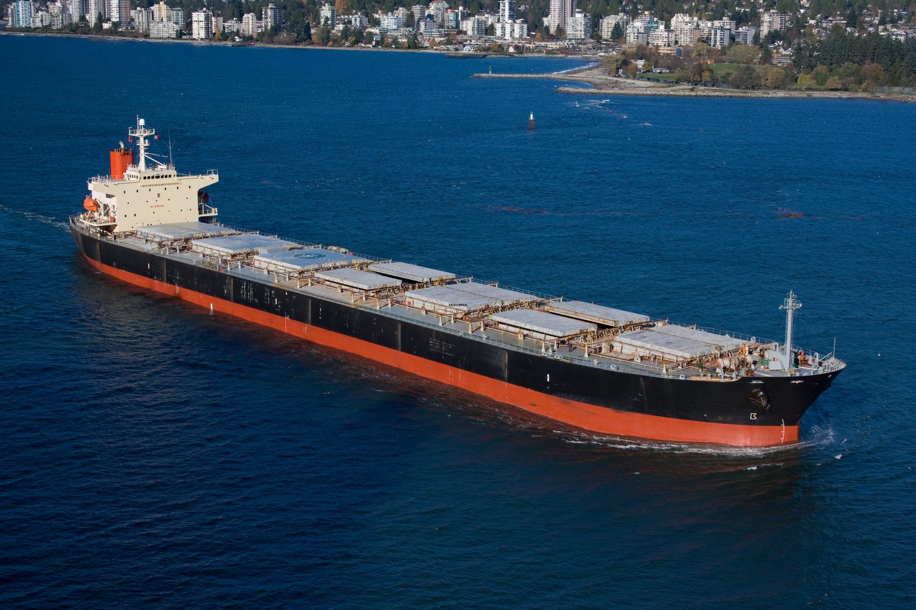 Dry bulk carrier underway at sea